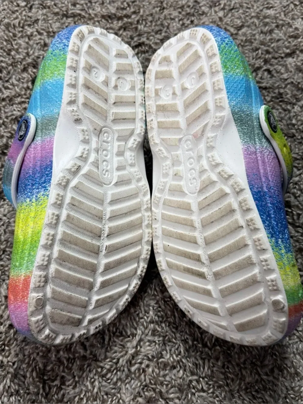 Kids Rainbow Crocs Clog with Faux Fur Lining - Multicolor
